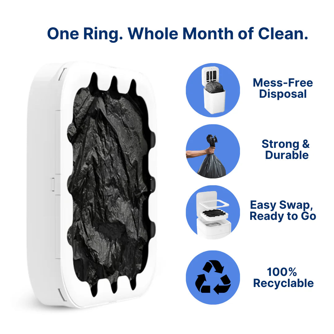 Clenova SmartRing™ Bags – Self-Sealing Trash Bag Pack